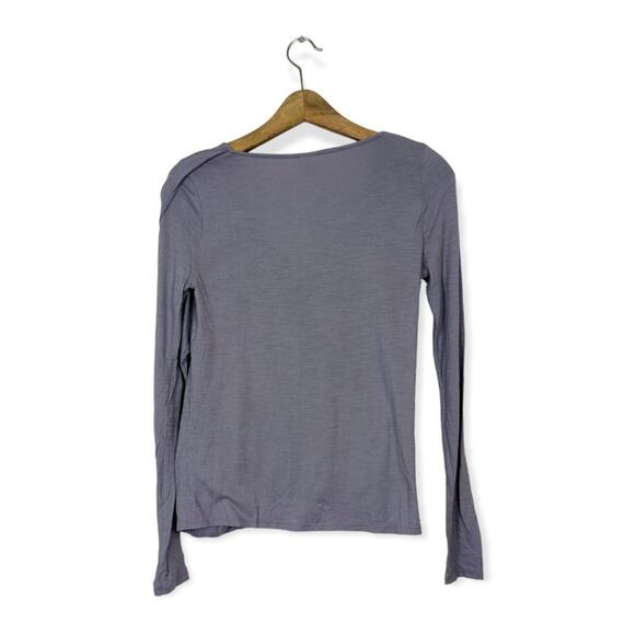 Anthro Akemi + Kin Lavender Grey Cross Drape Ruched Long Sleeve Top Size S - Picture 2 of 9